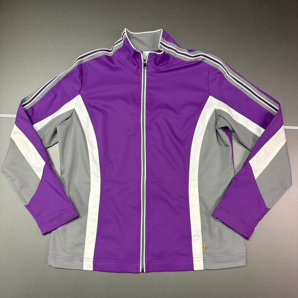Made‎ for Life Women's Large Purple Gray Full Zip Athletic Jacket Track Workout